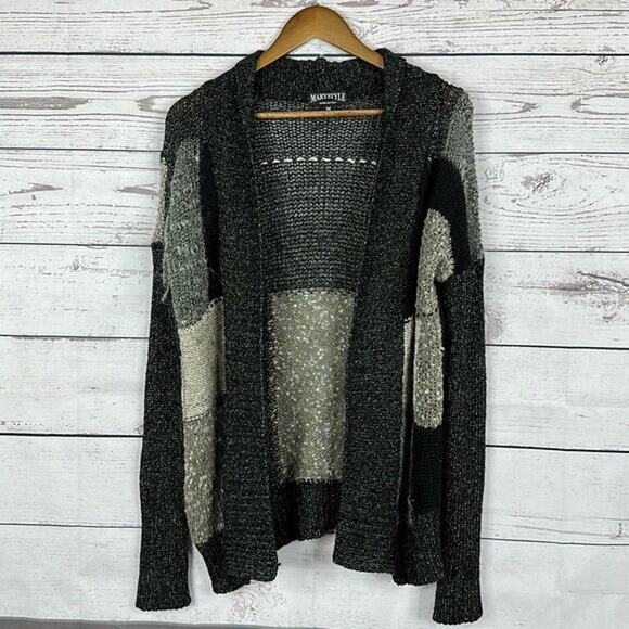 Marystyle Cardigan Sweater Womens Medium Gray Chunky Wool alpaca Mohair - Picture 1 of 11
